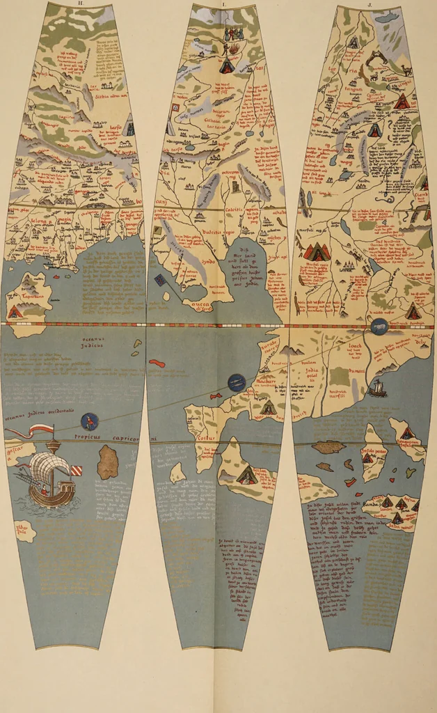 An illustration from Martin Behaim, his life and his globe / by E.G. Ravenstein ; with a facsimile of the globe printed in colours, eleven maps and seventeen illustrations., 1908, leaf 163
