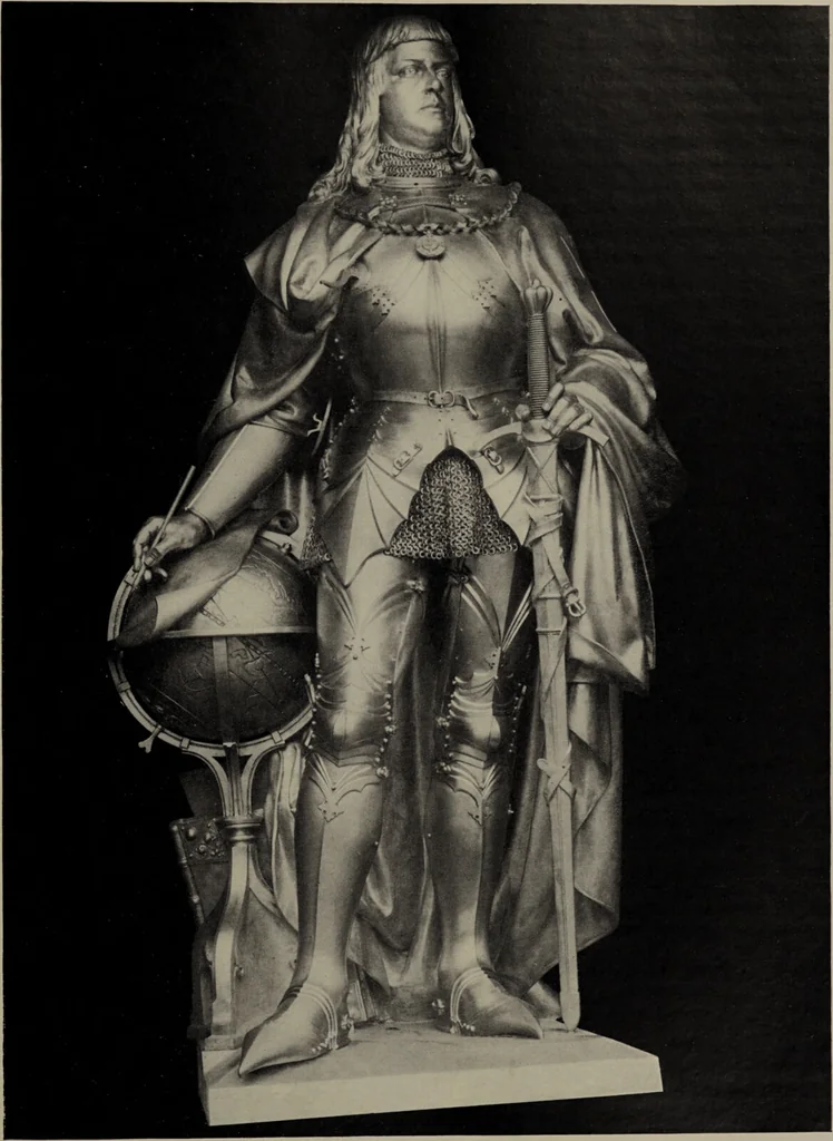 An illustration from Martin Behaim, his life and his globe / by E.G. Ravenstein ; with a facsimile of the globe printed in colours, eleven maps and seventeen illustrations., 1908, leaf 71