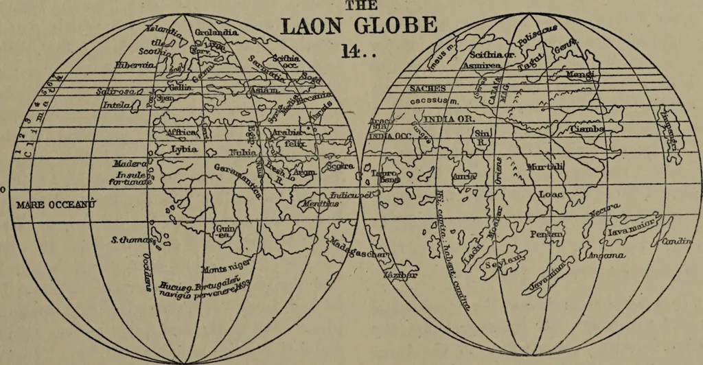 An illustration from Martin Behaim, his life and his globe / by E.G. Ravenstein ; with a facsimile of the globe printed in colours, eleven maps and seventeen illustrations., 1908, leaf 79