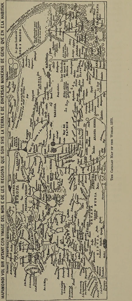 An illustration from Martin Behaim, his life and his globe / by E.G. Ravenstein ; with a facsimile of the globe printed in colours, eleven maps and seventeen illustrations., 1908, leaf 87