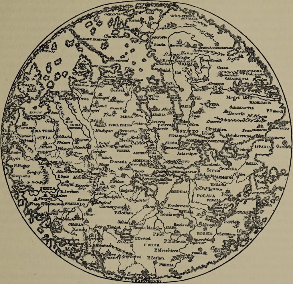 An illustration from Martin Behaim, his life and his globe / by E.G. Ravenstein ; with a facsimile of the globe printed in colours, eleven maps and seventeen illustrations., 1908, leaf 89