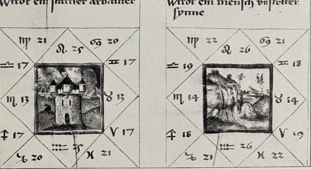 An illustration from Sternglaube und Sterndeutung : die Geschichte und das Wesen der Astrologie / unter Mitwirkung von Carl Bezold dargestellt von Franz Boll., 1926, leaf 243