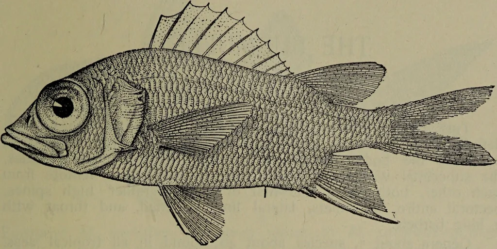 An illustration from American food and game fishes : A popular account of all the species found in America north of the equator / with keys for ready identification, life histories and methods of capture, by David Starr Jordan and Barton Warren Evermann, illustrated with colored plates and text drawings, and with photographs from life by A. Radclyffe Dugmore., 1902, leaf 361
