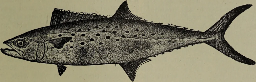 An illustration from American food and game fishes : A popular account of all the species found in America north of the equator / with keys for ready identification, life histories and methods of capture, by David Starr Jordan and Barton Warren Evermann, illustrated with colored plates and text drawings, and with photographs from life by A. Radclyffe Dugmore., 1902, leaf 379