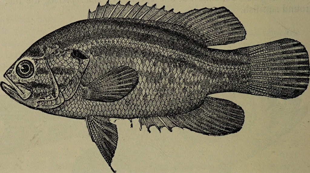 An illustration from American food and game fishes : A popular account of all the species found in America north of the equator / with keys for ready identification, life histories and methods of capture, by David Starr Jordan and Barton Warren Evermann, illustrated with colored plates and text drawings, and with photographs from life by A. Radclyffe Dugmore., 1902, leaf 448