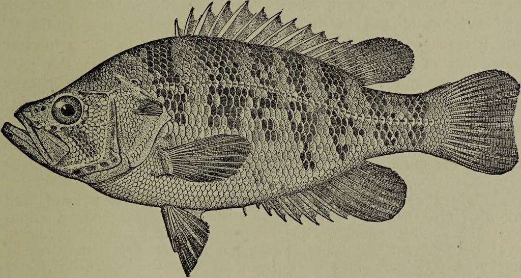 An illustration from American food and game fishes : A popular account of all the species found in America north of the equator / with keys for ready identification, life histories and methods of capture, by David Starr Jordan and Barton Warren Evermann, illustrated with colored plates and text drawings, and with photographs from life by A. Radclyffe Dugmore., 1902, leaf 453