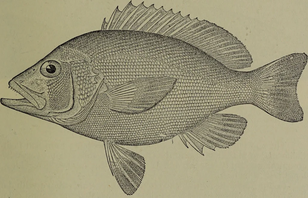 An illustration from American food and game fishes : A popular account of all the species found in America north of the equator / with keys for ready identification, life histories and methods of capture, by David Starr Jordan and Barton Warren Evermann, illustrated with colored plates and text drawings, and with photographs from life by A. Radclyffe Dugmore., 1902, leaf 537