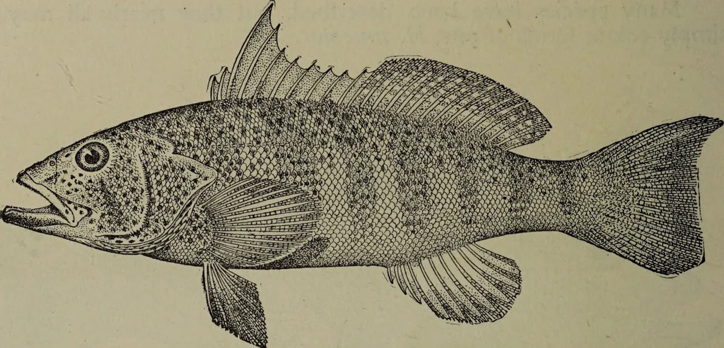 An illustration from American food and game fishes : A popular account of all the species found in America north of the equator / with keys for ready identification, life histories and methods of capture, by David Starr Jordan and Barton Warren Evermann, illustrated with colored plates and text drawings, and with photographs from life by A. Radclyffe Dugmore., 1902, leaf 538