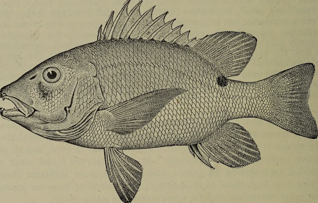 An illustration from American food and game fishes : A popular account of all the species found in America north of the equator / with keys for ready identification, life histories and methods of capture, by David Starr Jordan and Barton Warren Evermann, illustrated with colored plates and text drawings, and with photographs from life by A. Radclyffe Dugmore., 1902, leaf 548