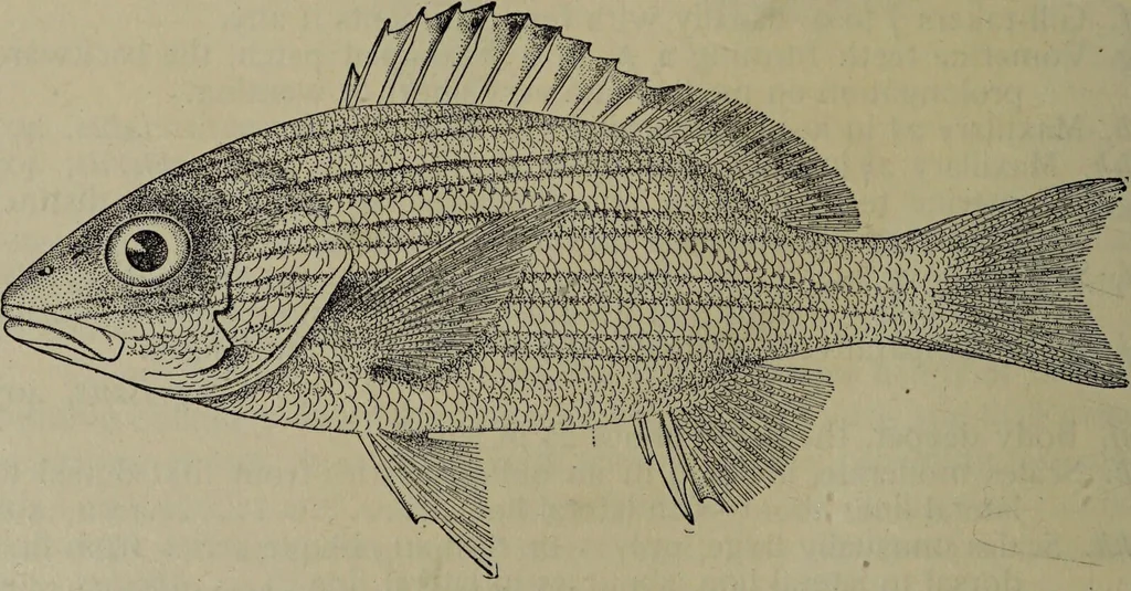 An illustration from American food and game fishes : A popular account of all the species found in America north of the equator / with keys for ready identification, life histories and methods of capture, by David Starr Jordan and Barton Warren Evermann, illustrated with colored plates and text drawings, and with photographs from life by A. Radclyffe Dugmore., 1902, leaf 550