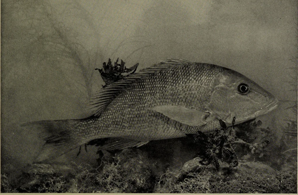 An illustration from American food and game fishes : A popular account of all the species found in America north of the equator / with keys for ready identification, life histories and methods of capture, by David Starr Jordan and Barton Warren Evermann, illustrated with colored plates and text drawings, and with photographs from life by A. Radclyffe Dugmore., 1902, leaf 563