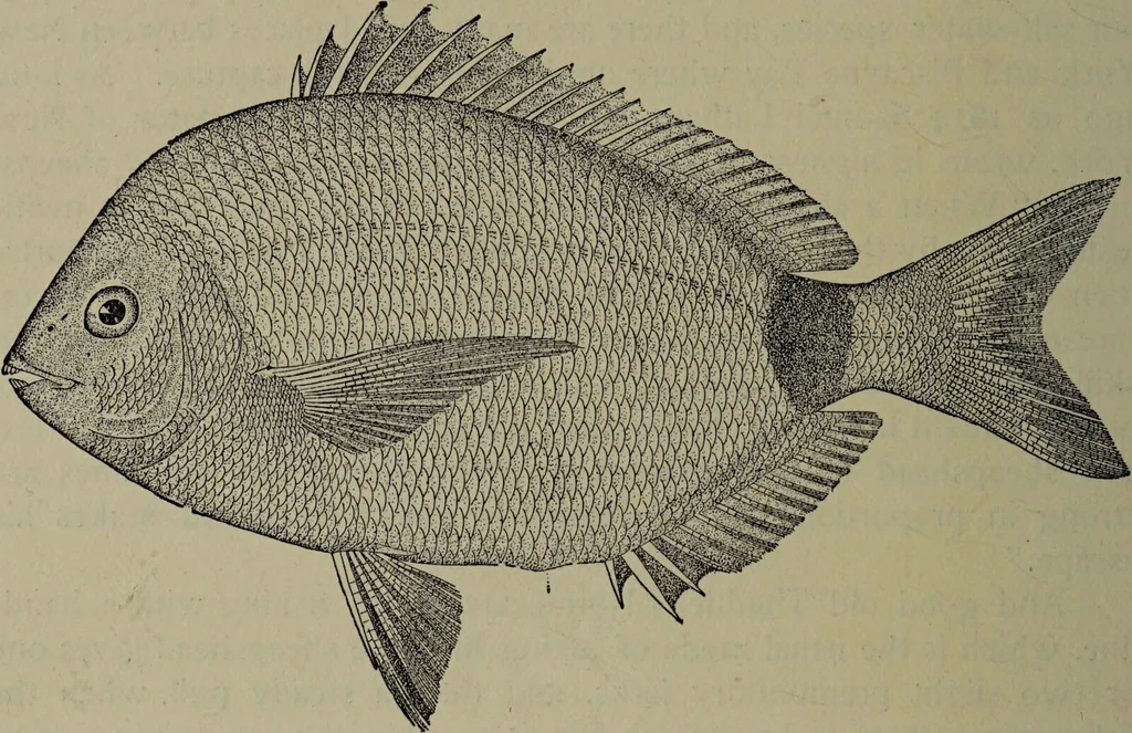 An illustration from American food and game fishes : A popular account of all the species found in America north of the equator / with keys for ready identification, life histories and methods of capture, by David Starr Jordan and Barton Warren Evermann, illustrated with colored plates and text drawings, and with photographs from life by A. Radclyffe Dugmore., 1902, leaf 620