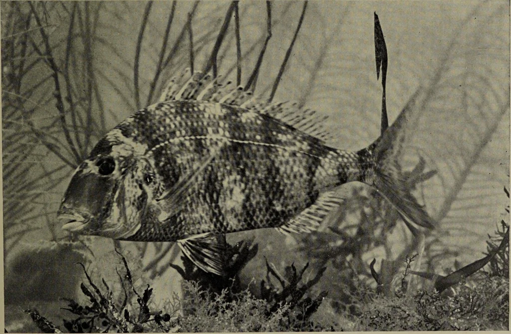 An illustration from American food and game fishes : A popular account of all the species found in America north of the equator / with keys for ready identification, life histories and methods of capture, by David Starr Jordan and Barton Warren Evermann, illustrated with colored plates and text drawings, and with photographs from life by A. Radclyffe Dugmore., 1902, leaf 621