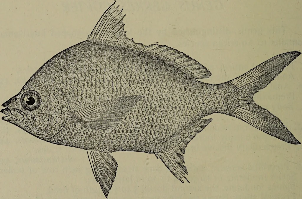 An illustration from American food and game fishes : A popular account of all the species found in America north of the equator / with keys for ready identification, life histories and methods of capture, by David Starr Jordan and Barton Warren Evermann, illustrated with colored plates and text drawings, and with photographs from life by A. Radclyffe Dugmore., 1902, leaf 628