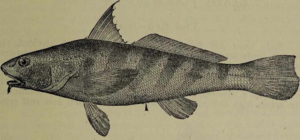 An illustration from American food and game fishes : A popular account of all the species found in America north of the equator / with keys for ready identification, life histories and methods of capture, by David Starr Jordan and Barton Warren Evermann, illustrated with colored plates and text drawings, and with photographs from life by A. Radclyffe Dugmore., 1902, leaf 649