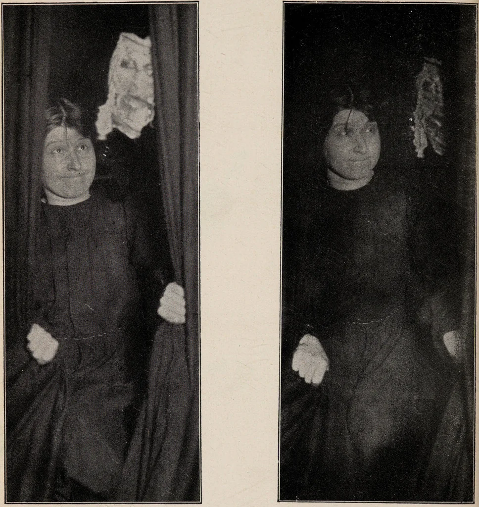 An illustration from Phenomena of materialisation : a contribution to the investigation of mediumistic teleplastics / by Baron von Schrenck Notzing ; translated by E.E. Fournier d'Albe., 1923, leaf 244