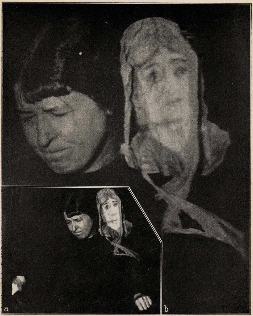 An illustration from Phenomena of materialisation : a contribution to the investigation of mediumistic teleplastics / by Baron von Schrenck Notzing ; translated by E.E. Fournier d'Albe., 1923, leaf 273
