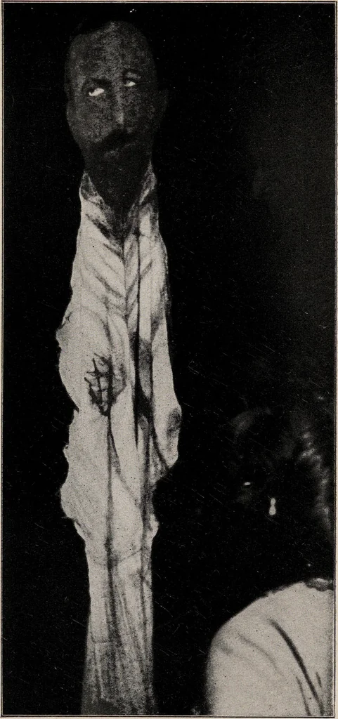 An illustration from Phenomena of materialisation : a contribution to the investigation of mediumistic teleplastics / by Baron von Schrenck Notzing ; translated by E.E. Fournier d'Albe., 1923, leaf 386