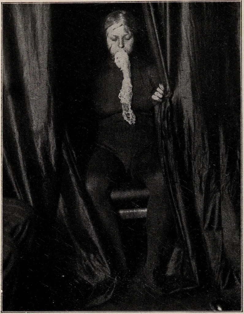 An illustration from Phenomena of materialisation : a contribution to the investigation of mediumistic teleplastics / by Baron von Schrenck Notzing ; translated by E.E. Fournier d'Albe., 1923, leaf 412