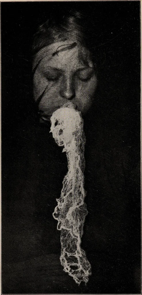 An illustration from Phenomena of materialisation : a contribution to the investigation of mediumistic teleplastics / by Baron von Schrenck Notzing ; translated by E.E. Fournier d'Albe., 1923, leaf 414