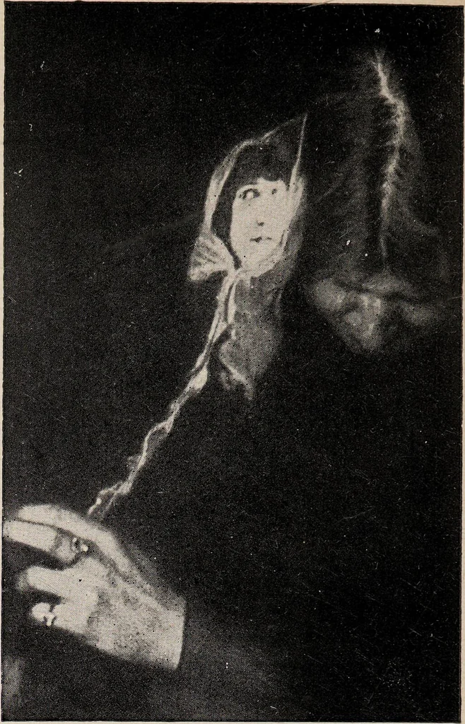 An illustration from Phenomena of materialisation : a contribution to the investigation of mediumistic teleplastics / by Baron von Schrenck Notzing ; translated by E.E. Fournier d'Albe., 1923, leaf 518