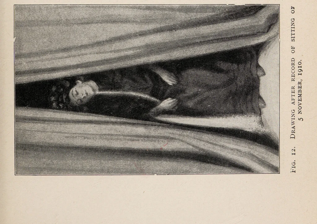 An illustration from Phenomena of materialisation : a contribution to the investigation of mediumistic teleplastics / by Baron von Schrenck Notzing ; translated by E.E. Fournier d'Albe., 1923, leaf 99