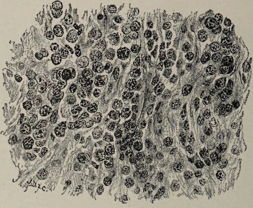 An illustration from A text-book of pathology / by Alfred Stengel ; with 394 illustrations in the text, many of them in colors, and 7 full-page chromolithographic plates., 1903, leaf 166