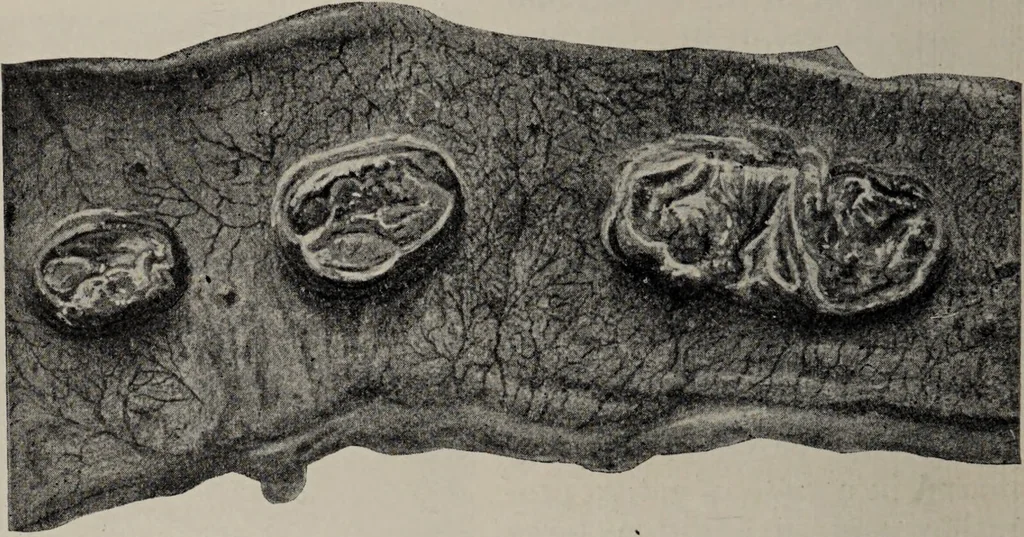 An illustration from A text-book of pathology / by Alfred Stengel ; with 394 illustrations in the text, many of them in colors, and 7 full-page chromolithographic plates., 1903, leaf 572