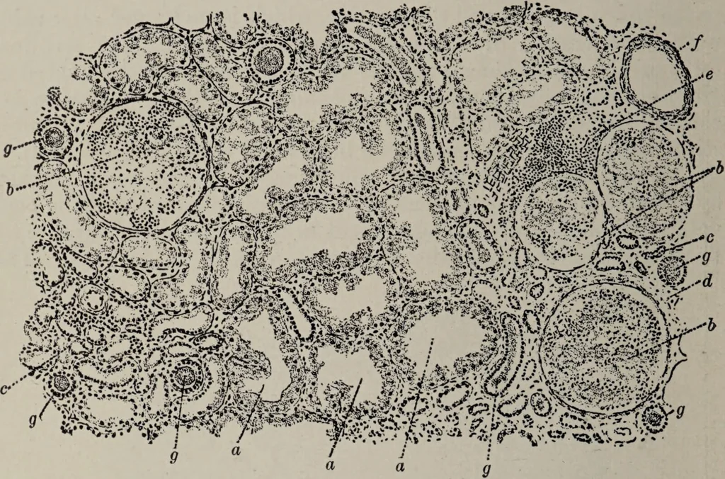 An illustration from A text-book of pathology / by Alfred Stengel ; with 394 illustrations in the text, many of them in colors, and 7 full-page chromolithographic plates., 1903, leaf 646