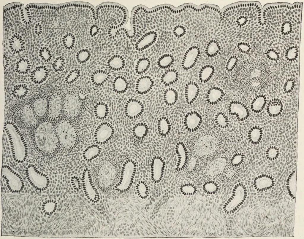 An illustration from A text-book of pathology / by Alfred Stengel ; with 394 illustrations in the text, many of them in colors, and 7 full-page chromolithographic plates., 1903, leaf 699