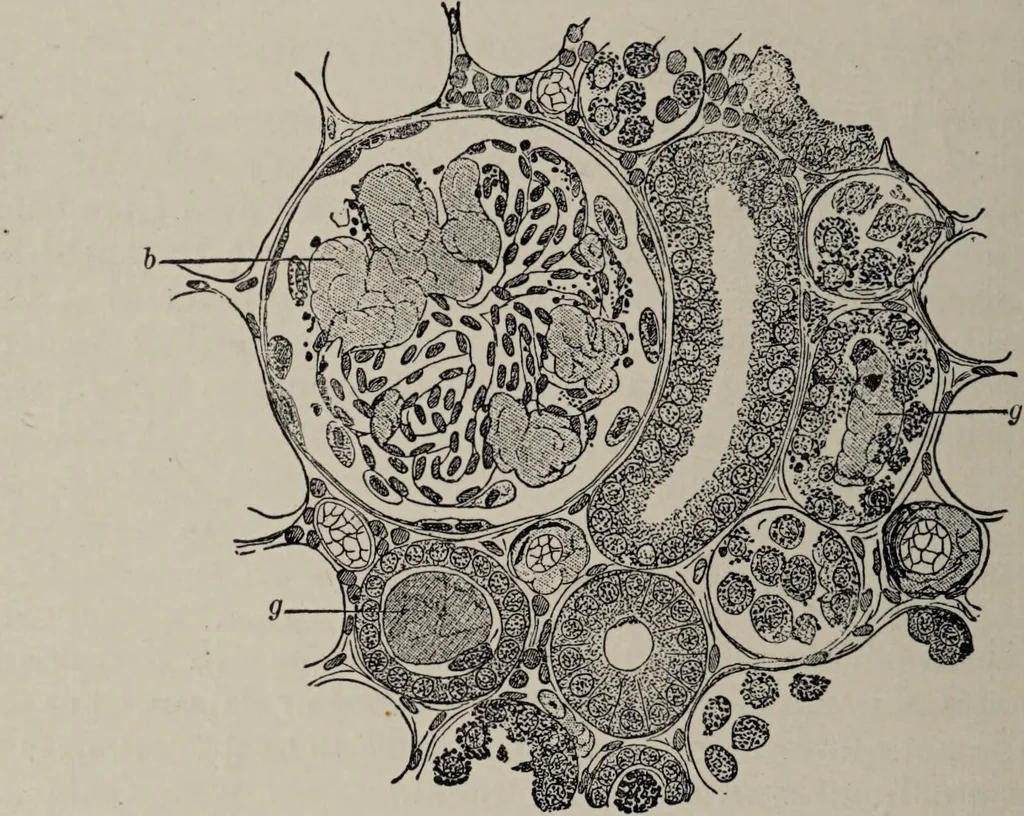 An illustration from A text-book of pathology / by Alfred Stengel ; with 394 illustrations in the text, many of them in colors, and 7 full-page chromolithographic plates., 1903, leaf 82