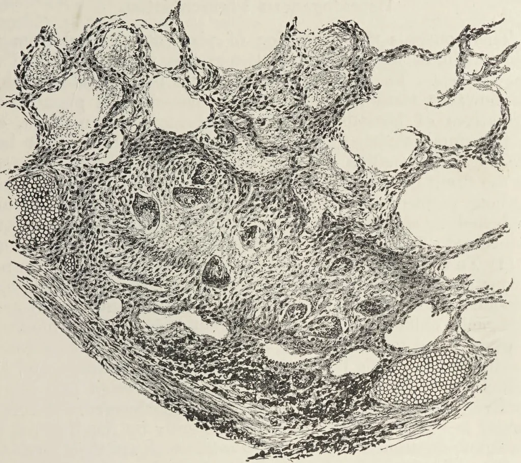 An illustration from A text-book of pathology / by Alfred Stengel ; with 394 illustrations in the text, many of them in colors, and 7 full-page chromolithographic plates., 1903, leaf 95