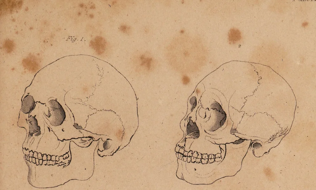 An illustration from Treatise on the influence of climate on the human species; and on the varieties of men resulting from it; including an account of the criteria of intelligence which the form of the head presents; and a sketch of a rational system of physiognomy as founded on physiology / By N.C. Pitta, M.D., President of the Royal Physical Society of Edinburgh, extraordinary member of the Royal Medical Society of the same city, member of the Society of Natural History there, and physician at Madeira., 1812, leaf 109