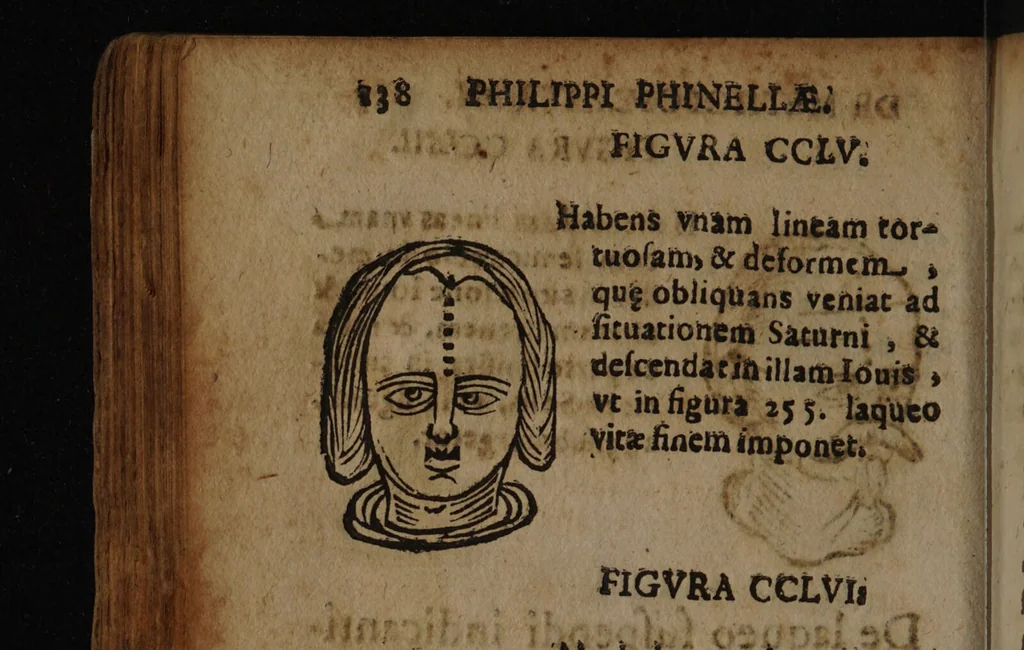 An illustration from Philippi Phinellae, De methoposcopia astronomica de duodecim signis coelestibus., 1650, leaf 152