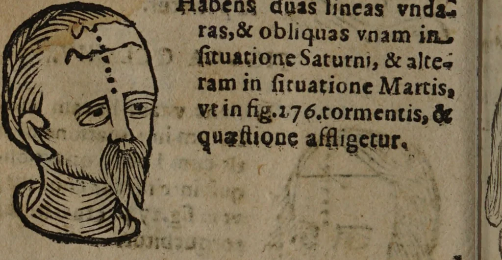 An illustration from Philippi Phinellae, De methoposcopia astronomica de duodecim signis coelestibus., 1650, leaf 162