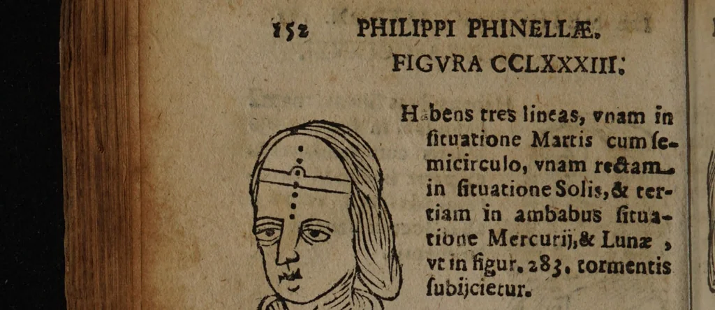An illustration from Philippi Phinellae, De methoposcopia astronomica de duodecim signis coelestibus., 1650, leaf 166