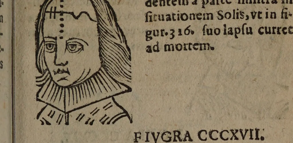 An illustration from Philippi Phinellae, De methoposcopia astronomica de duodecim signis coelestibus., 1650, leaf 183