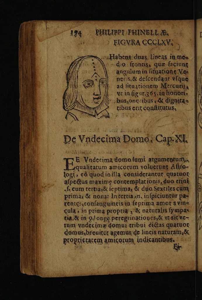 An illustration from Philippi Phinellae, De methoposcopia astronomica de duodecim signis coelestibus., 1650, leaf 208