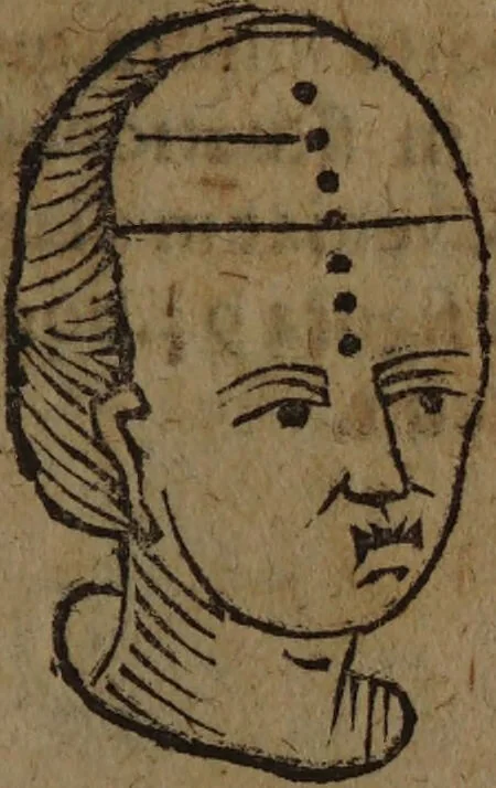 An illustration from Philippi Phinellae, De methoposcopia astronomica de duodecim signis coelestibus., 1650, leaf 69