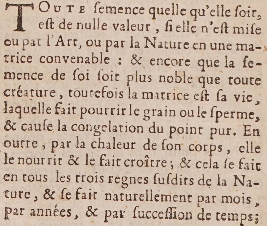 An illustration from Cosmopolite, ou nouvelle lumière chymique, pour servir d'éclaircissement aux trois principes de la nature, exactement décrits dans les trois traitez suivans: Le Ier. De la nature en général, où il est parlé du mercure: Le II. Du soufre: Le III. Du vray sel des philosophes / [Michał Sędziwój]., 1723, leaf 60