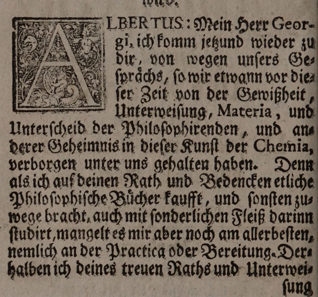 An illustration from Des Hn. Bernhardi, Grafen von der Marck und Tervis chymische Schrifften von dem gebenedeyten Stein der Weisen / Aus dem Lateinischen ins Teutsche übersetzet ingleichen mit des Herrn D. Joachim Tanckens und anderer Gelehrten Anmerckungen ans Liecht gestellet durch Caspar Horn., 1746, leaf 318