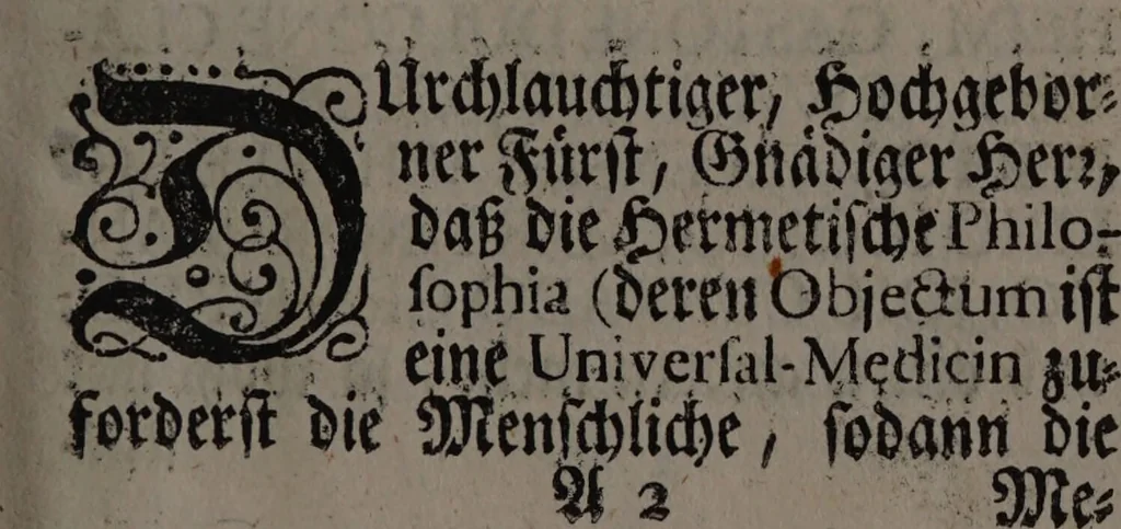 An illustration from Des Hn. Bernhardi, Grafen von der Marck und Tervis chymische Schrifften von dem gebenedeyten Stein der Weisen / Aus dem Lateinischen ins Teutsche übersetzet ingleichen mit des Herrn D. Joachim Tanckens und anderer Gelehrten Anmerckungen ans Liecht gestellet durch Caspar Horn., 1746, leaf 9