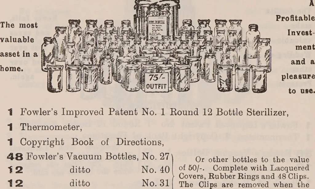 An illustration from Fowler's fruit, vegetable & game bottling outfits., 1920, leaf 8