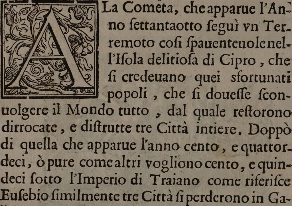An illustration from Secreti astrologici celesti, et terrestri motivati dalle comete e suelati alla curiosità de gl'animi virtuosi ... Con molti varii successi, principio, e fine del mondo, origine, nascita, e venuta dell'Antichristo, et altre curiosità filosofiche e meteorologiche / Dda D. Agostino Maccari., 1681, leaf 70