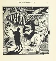 An illustration from The Nightingale. Dished up on China plates by R. André (1899)