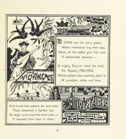 An illustration from The Nightingale. Dished up on China plates by R. André (1899)