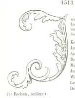 An illustration from De Liggeren en andere historische archieven der Antwerpsche Sint-Lucasgilde onder zinspreuk: “Wt Ionsten Versaemt,” afgeschreven en bewerkt door Ph. Rambouts en Th. van Lerius ... Les Liggeren et autres archives historiques, etc (1864)