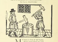 An illustration from A Century of Ballads ... Edited, and illustrated in facsimile of the originals, by J. Ashton (1887)