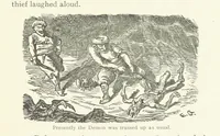 An illustration from Vikram and Vampire; or, Tales of Hindu devilry. Adapted by Captain Sir Richard F. Burton [from the Baitāl-Pachīsī] ... Edited by his wife, Isabel Burton ... With thirty-three illustrations by Ernest Griset (1893)