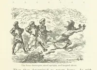An illustration from Vikram and Vampire; or, Tales of Hindu devilry. Adapted by Captain Sir Richard F. Burton [from the Baitāl-Pachīsī] ... Edited by his wife, Isabel Burton ... With thirty-three illustrations by Ernest Griset (1893)